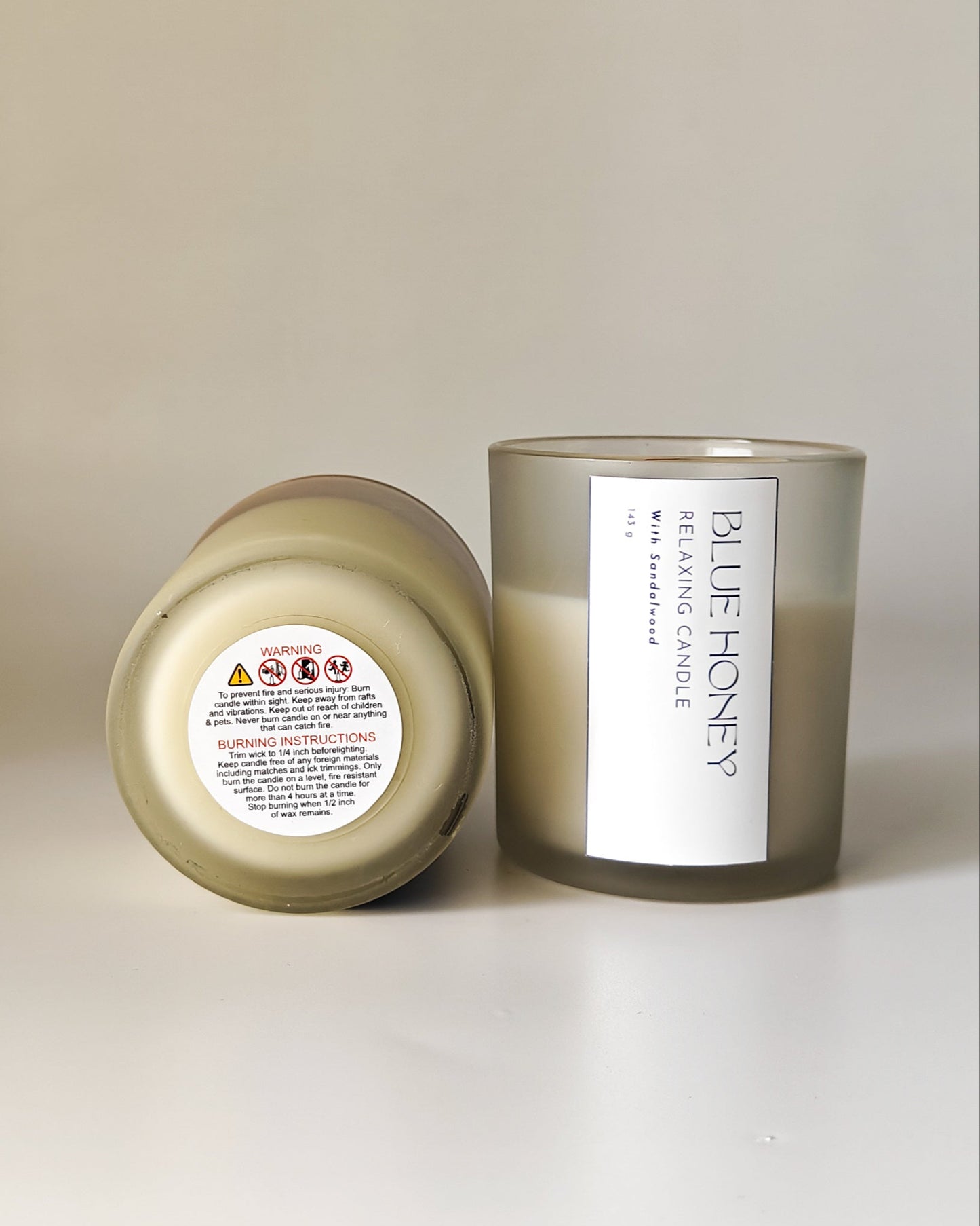 Blue & White Frosted Soy Wax Candle – 24 Scents, Cork Lid Jar