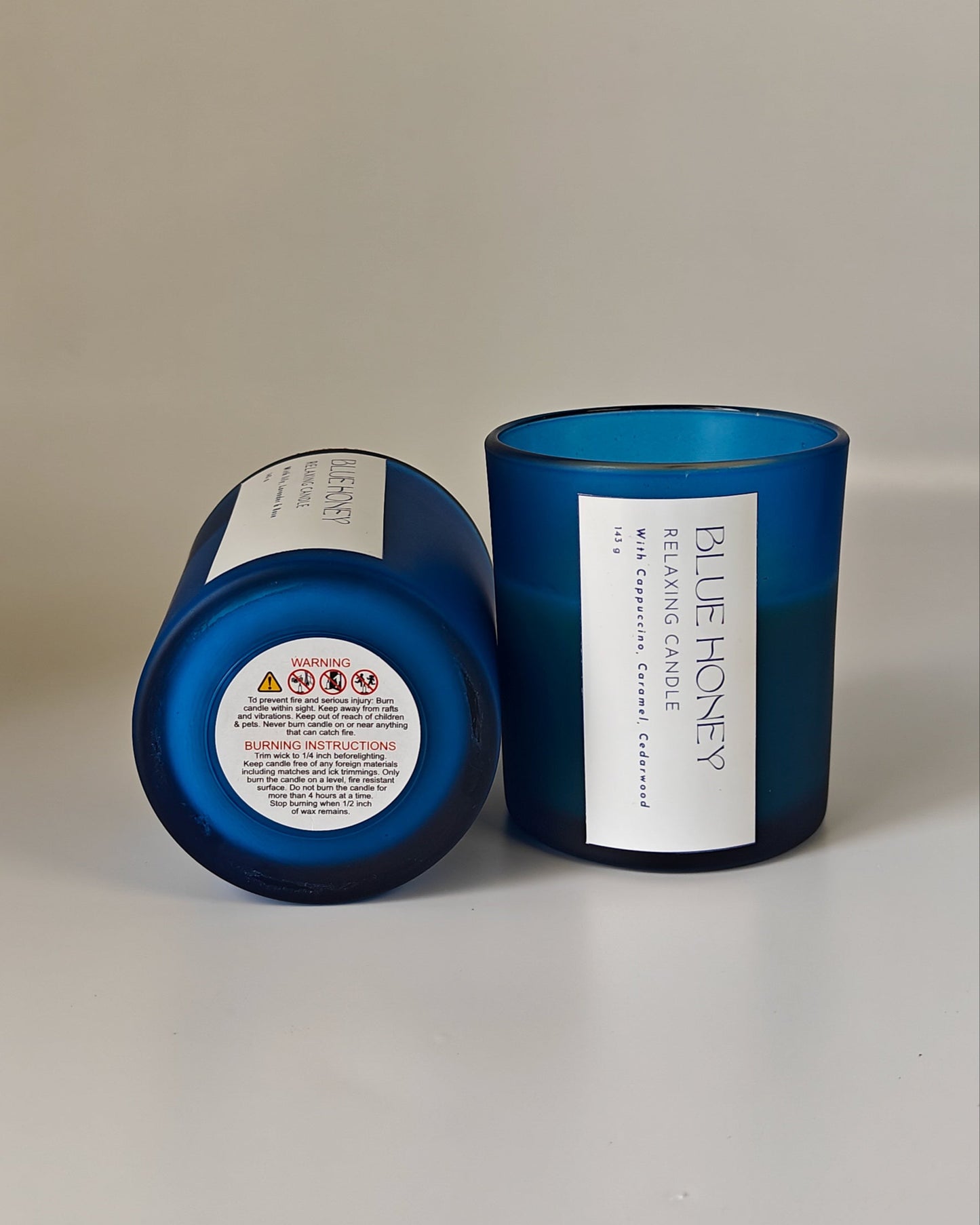 Blue & White Frosted Soy Wax Candle – 24 Scents, Cork Lid Jar