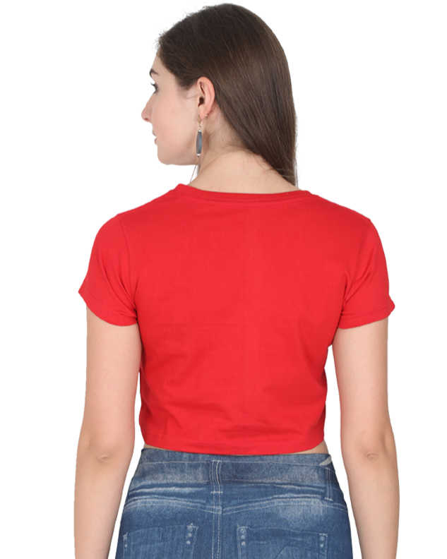 an Indian model female wearing Sunshine and Daisies Crop Tee red