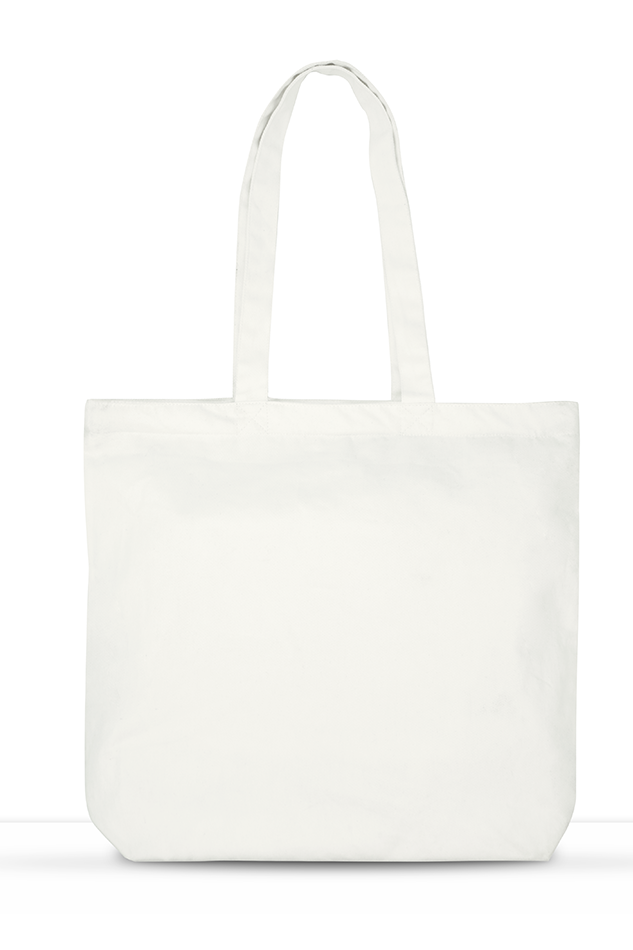 back of White Tote Bag with "Eco is the New Chic" Retro Design (Large)