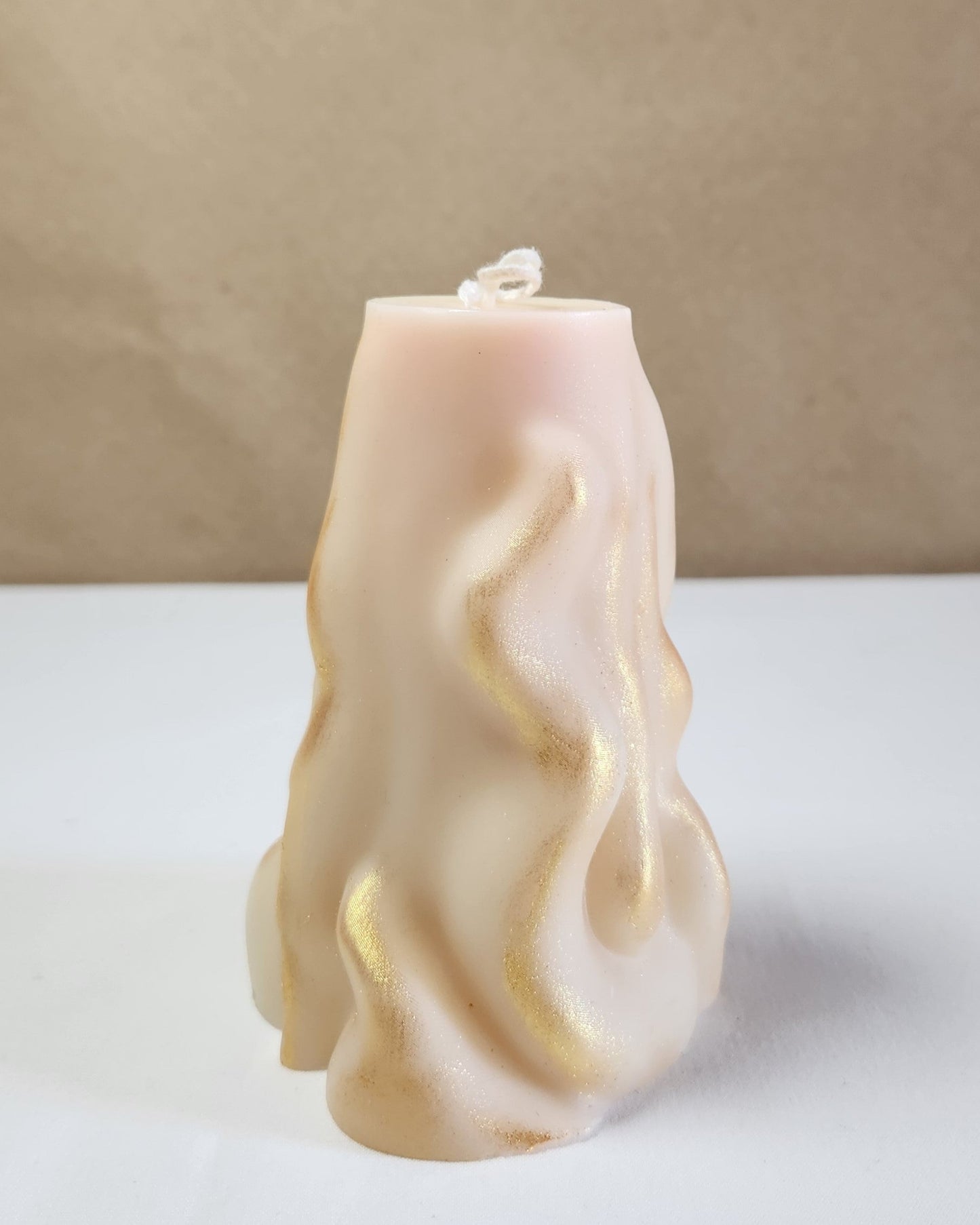 3D Wave white soy wax pillar candle 4" * 9.5"