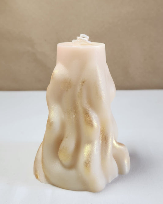 3D Wave white soy wax pillar candle 4" * 9.5"