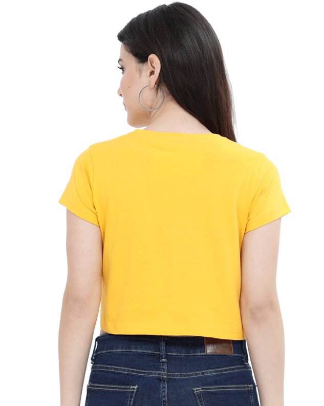 an Indian model female wearing Sunshine and Daisies Crop Tee yellow