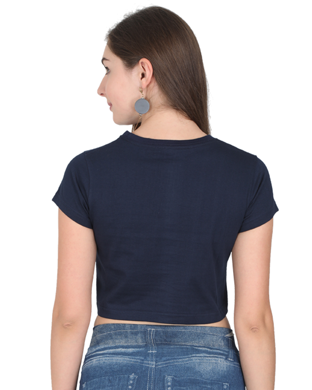 an Indian model female wearing Sunshine and Daisies Crop Tee navy