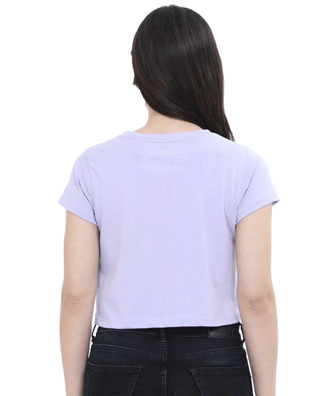 an Indian model female wearing Sunshine and Daisies Crop Tee lavender