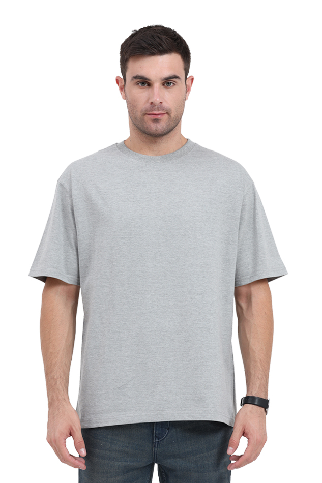 front view of an Indian guy wearing an oversized tshirt gray