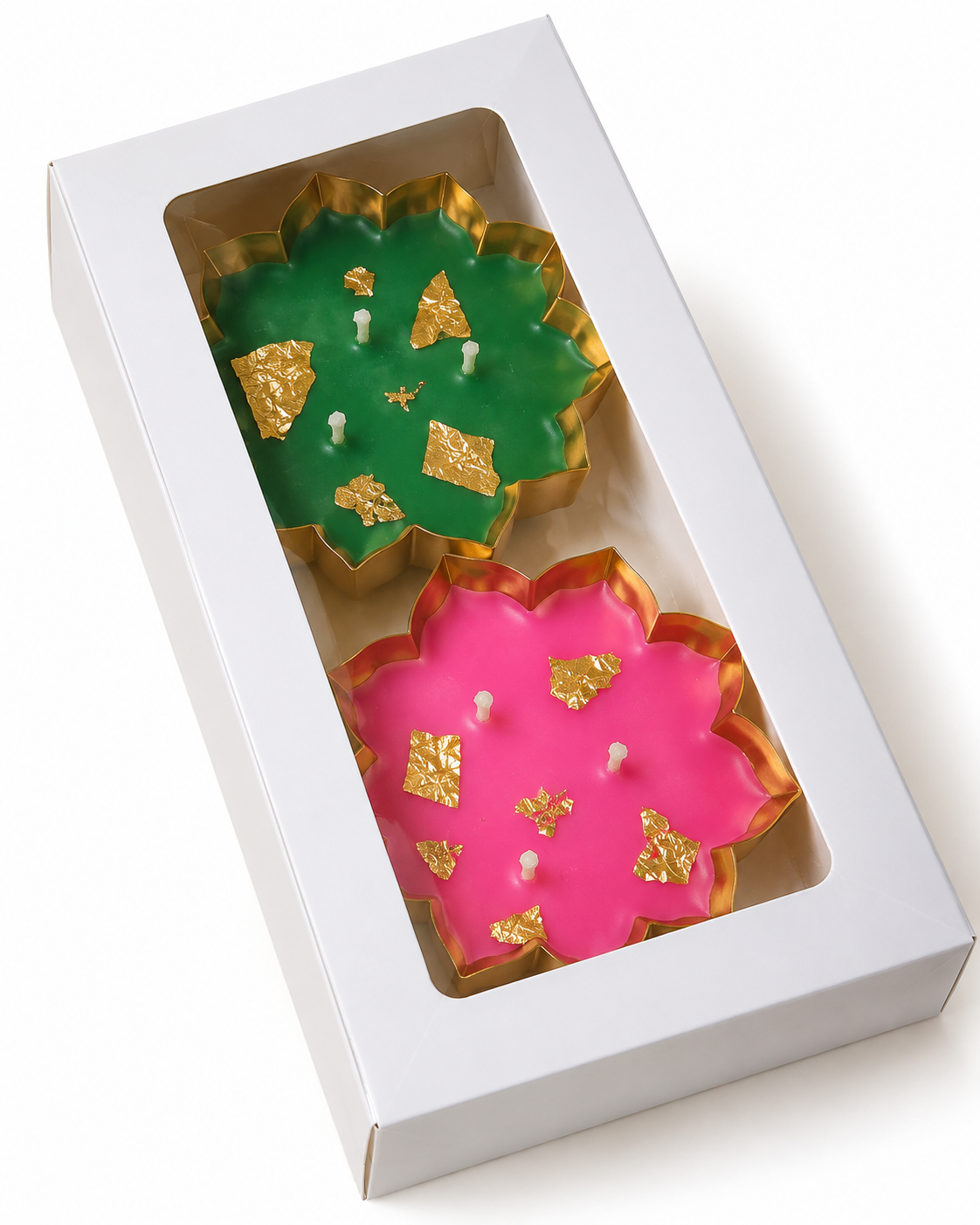 Gold Leaf Lotus Urli Candles, Set of 2