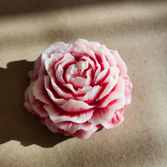 1 red peony flower soy wax candle