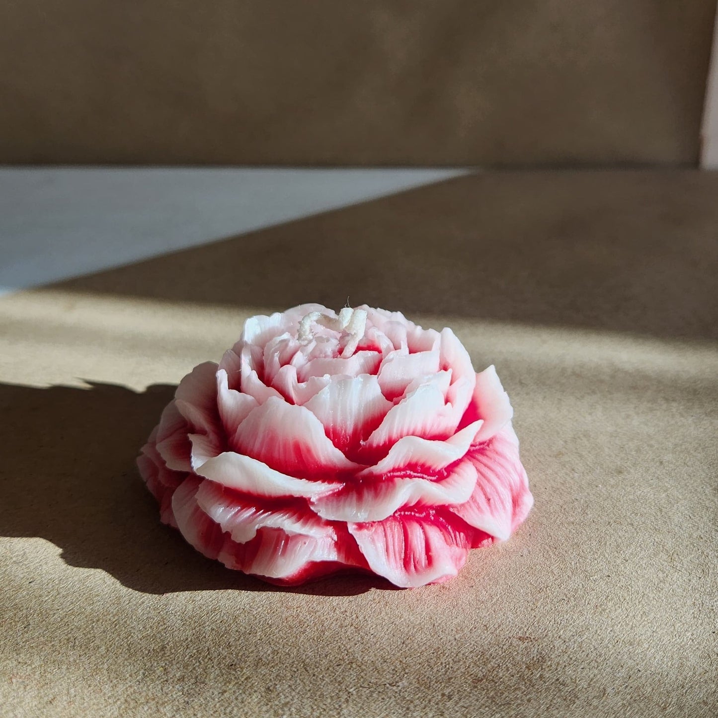 1 red peony flower soy wax candle
