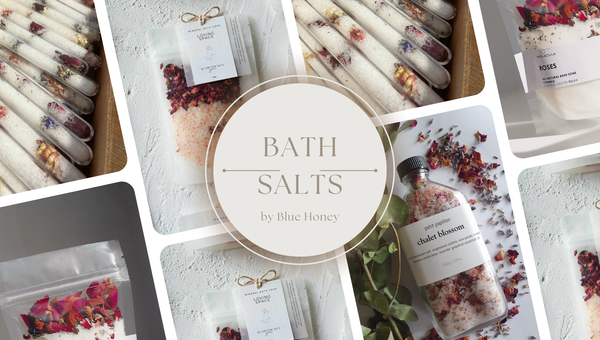 Bath Salts Demystified: Benefits, Uses & the Bliss of Blue Honey Serenity Soaks