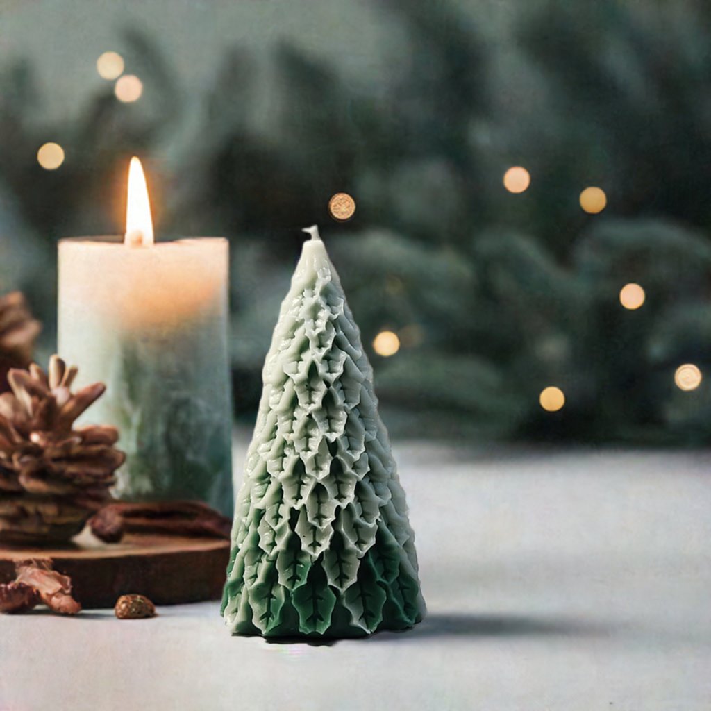 Pine tree pillar candle