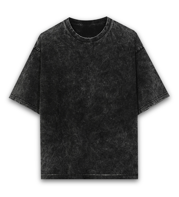 Black acid wash oversized unisex t-shirt from Paint It All, front view, featuring a relaxed fit and unique washed effect.