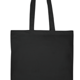 A large black tote bag featuring a minimalist Japanese wave design, perfect for daily use and sustainable fashion.