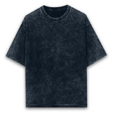 Black acid-washed oversized unisex graphic tee with 'Slay' graphic, vintage streetwear style.