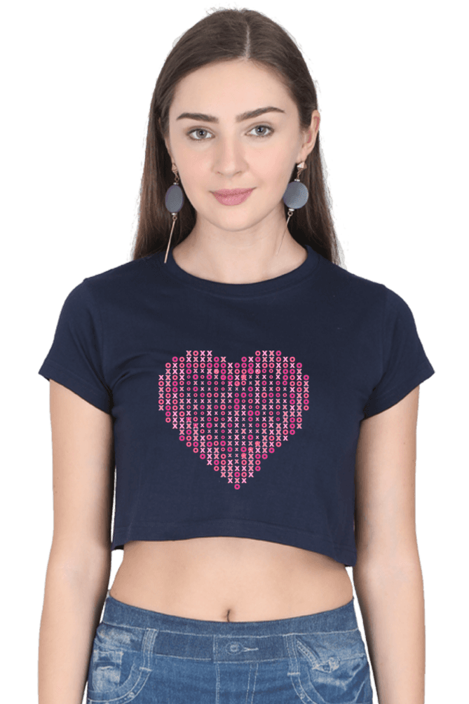 xoxo heart blue crop top