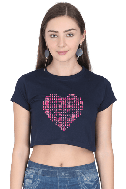 xoxo heart blue crop top