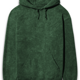 Unisex Acid Twilight acid wash hooded sweatshirt in dark green, featuring a front view and premium quality streetwear style.