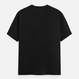 Back view of a black King Unisex Classic Crew T-Shirt with the 'Wear the Crown. Own the Hype.' slogan.
