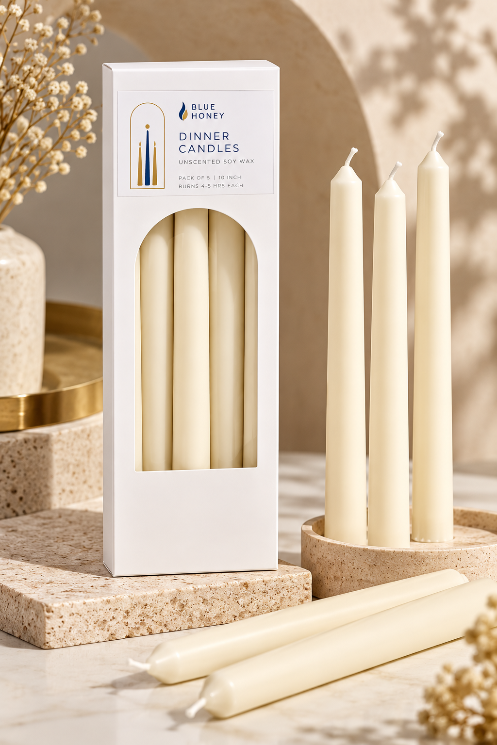 Soy Wax Dinner Candles, Pack of 5