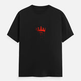 Black unisex classic crew t-shirt featuring a red dripping crown graphic on the front, "Wear the Crown. Own the Hype."