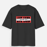 Black unisex oversized standard t-shirt with 'Dream Big, Live Hard' graphic print on the front.