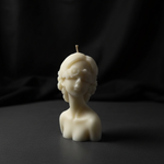 Ivory blindfolded oracle bust candle with intricate floral details, perfect for unique home decor and thoughtful gifts.