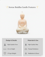 Meditating Buddha candle made of high-quality wax, perfect for tranquil ambiance and meditation decor.
