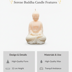 Meditating Buddha candle made of high-quality wax, perfect for tranquil ambiance and meditation decor.