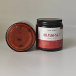 Blue Honey Relaxing Salt for Body and Feet, a 300g bath salt blend with rose petals and essential oils.