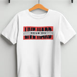 White unisex t-shirt with 'Live Hard, Dream Big' graphic print on the front.