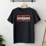 Black unisex t-shirt with 'Live Hard, Dream Big' graphic print on the front.