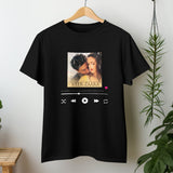 Black oversized unisex t-shirt featuring a graphic inspired by the movie Veer Zaara with song details.