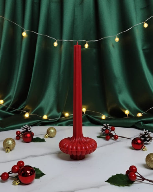 Christmas Red and Green Regal Ribbed Soy Wax Pillar Candle
