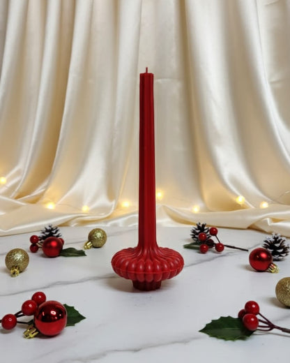 Christmas Red and Green Regal Ribbed Soy Wax Pillar Candle