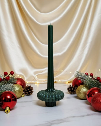 Christmas Red and Green Regal Ribbed Soy Wax Pillar Candle
