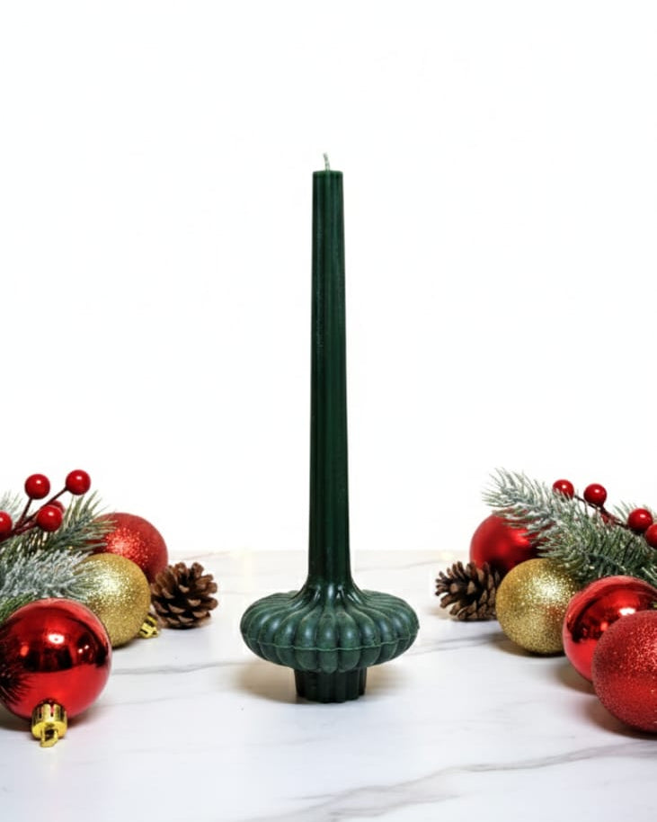 Christmas Red and Green Regal Ribbed Soy Wax Pillar Candle