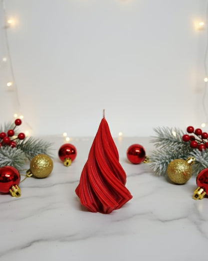 Christmas tree red and green soy wax candle