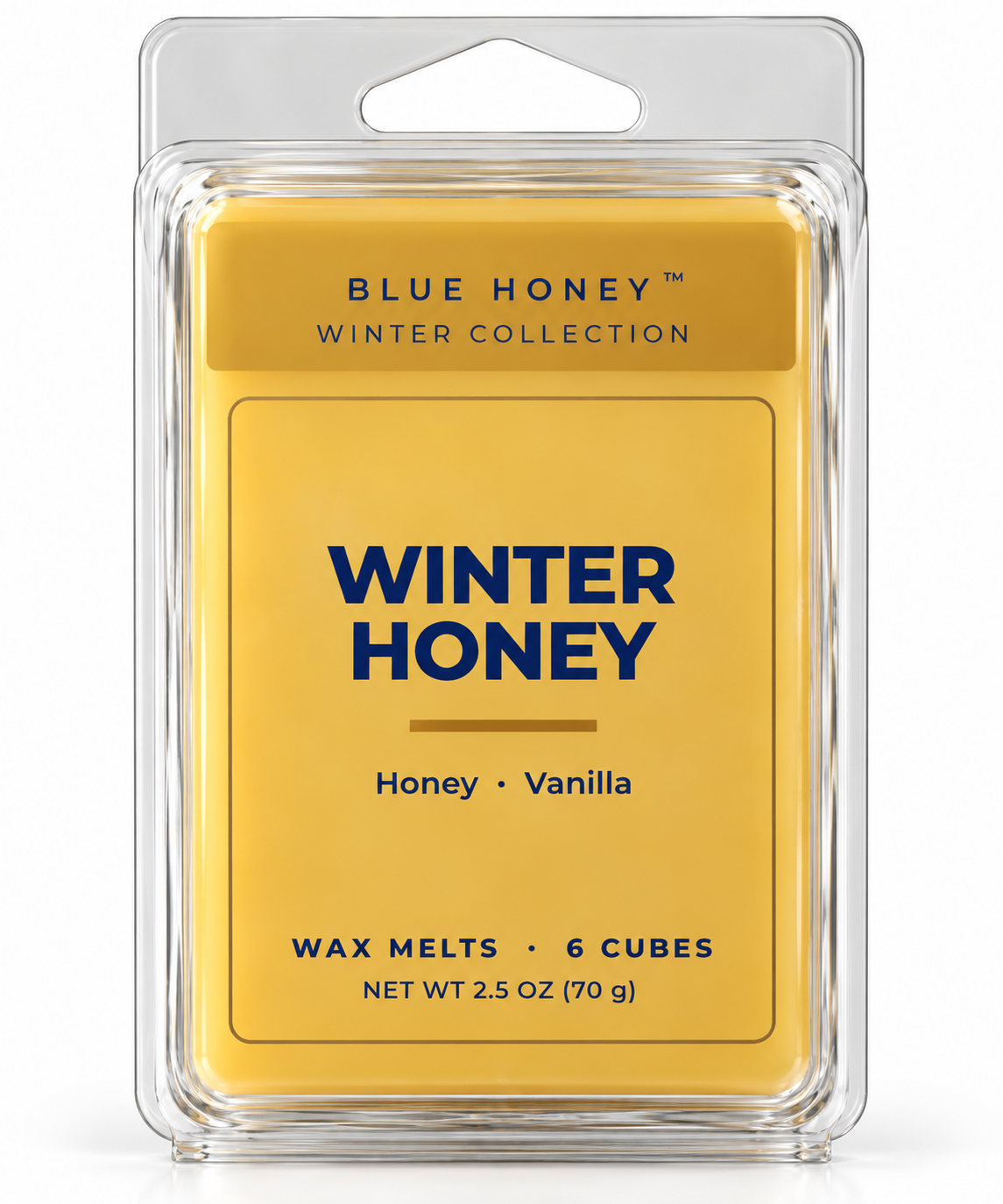 Blue Honey Winter Honey scented wax melts, 6 cubes in a clamshell, Winter Collection