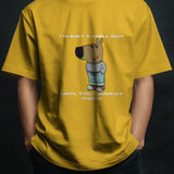 Men's yellow graphic tee with a cartoon dog and the text 'I'm Just a Chill Guy... Until You Touch My Phone'.