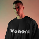 Venom Unisex Oversized Graphic Tee in black featuring a drip design on the front, perfect for streetwear.