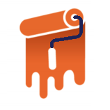 An orange paint roller with dripping paint, symbolizing customization and creative application.