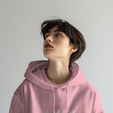 Pink heavyweight oversized hooded sweatshirt with 'PERFECTLY Imperfect' typography on the front.