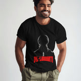 Men's black Dil-Luminati graphic t-shirt featuring Diljit Dosanjh with a cosmic design and red text.