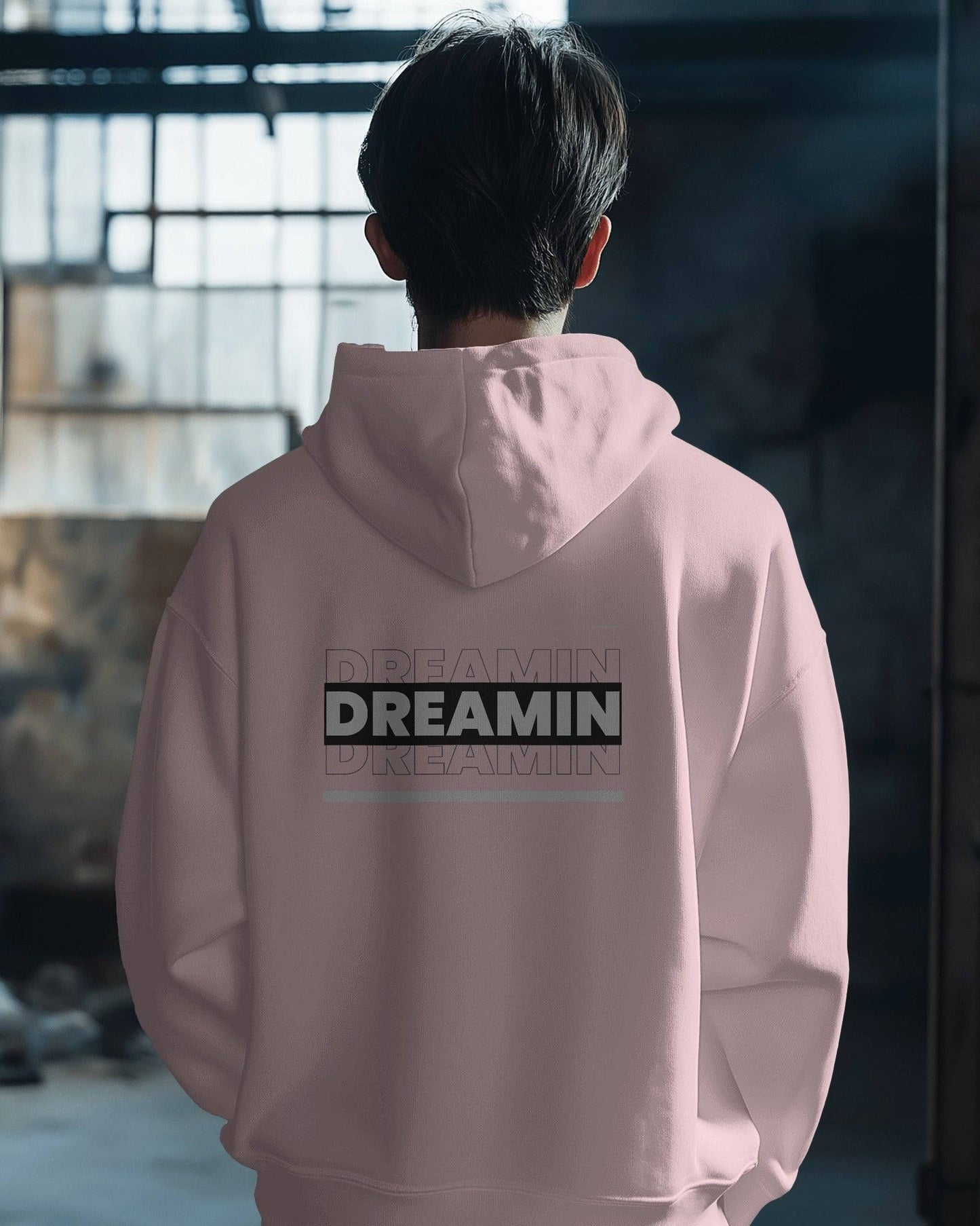 dreamin oversized hoodie back pink