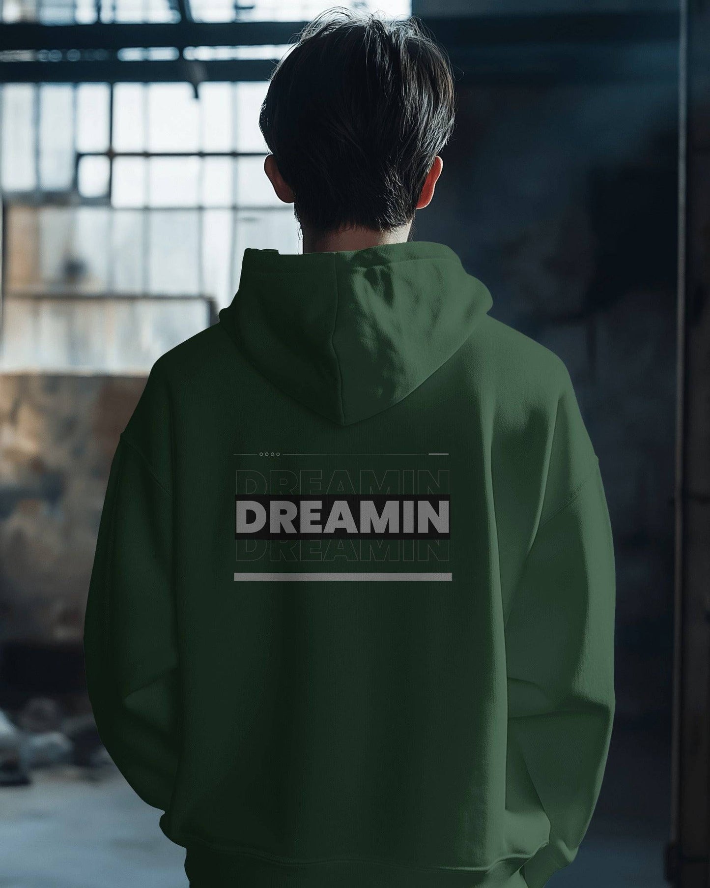 dreamin oversized hoodie back green