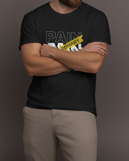 Pain Is Temporary Black Gym T-Shirt for Men