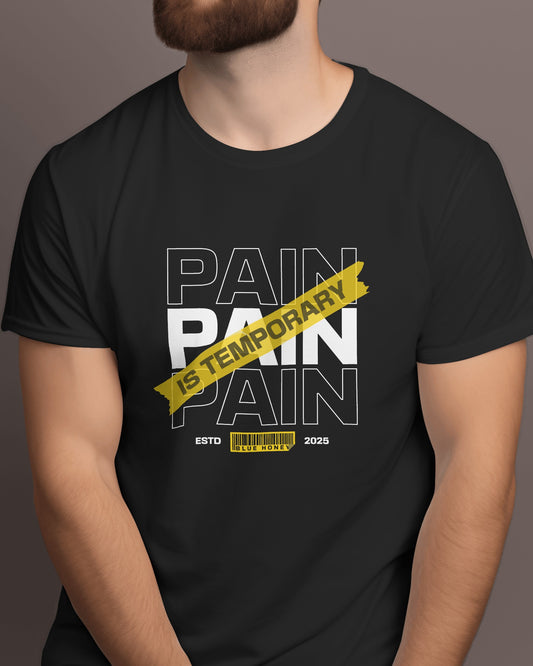 Pain Is Temporary Black Gym T-Shirt for Men