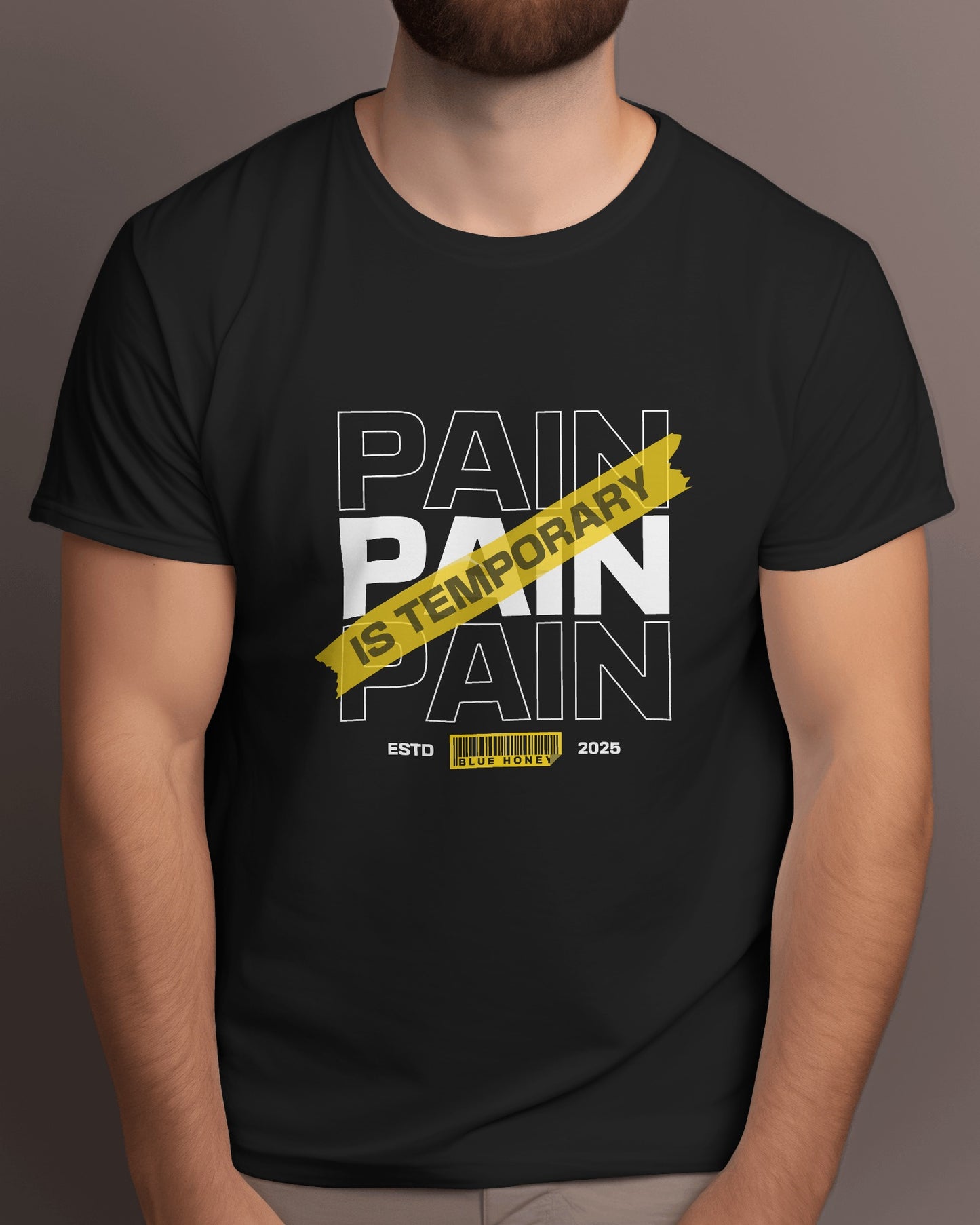 Pain Is Temporary Black Gym T-Shirt for Men