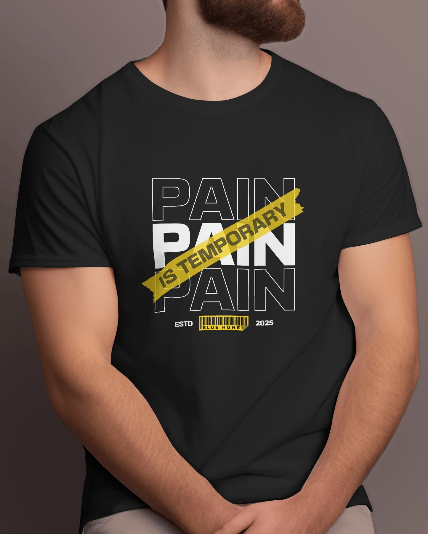 Pain Is Temporary Black Gym T-Shirt for Men