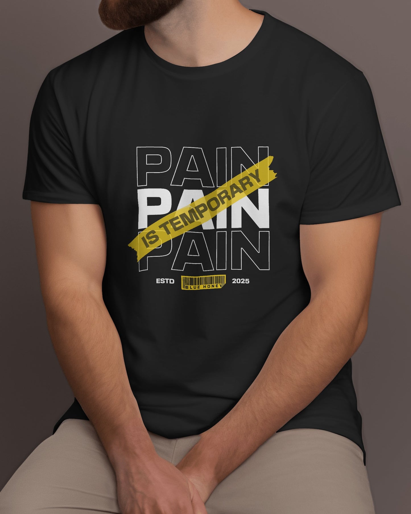 Pain Is Temporary Black Gym T-Shirt for Men